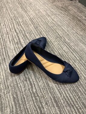 Kelly & Katie Navy Pointed-Toe Bow Flats